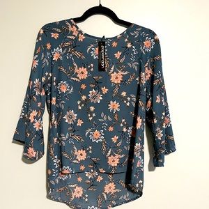 Papermoon, Teal Floral Blouse, Small, NWT